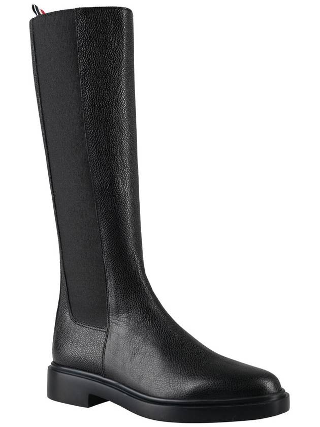 Logo Pebble Leather Chelsea Long Boots Black - THOM BROWNE - BALAAN 4