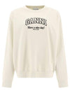 Logo Print Cotton Sweatshirt Beige - GANNI - BALAAN 1