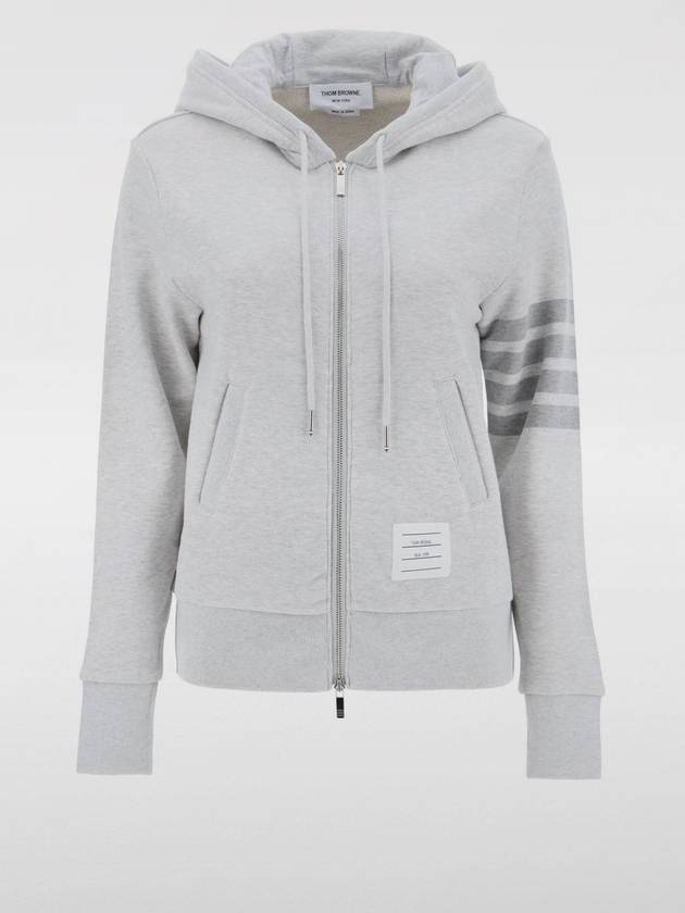 4-bar hooded zip-up light gray - THOM BROWNE - BALAAN 5