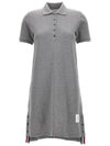 Classic Cotton Pique Center Back Stripe A-Line Short Sleeve Polo Shirt Short Dress Grey - THOM BROWNE - BALAAN 2