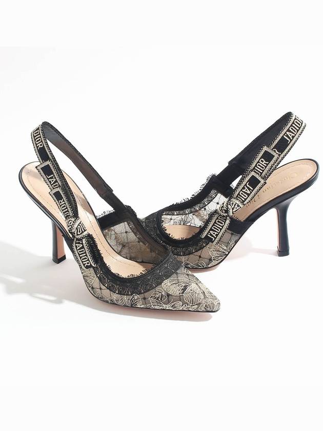 J'adior Butterfly Motif Metallic Thread Slingback Heels Black - DIOR - BALAAN 2