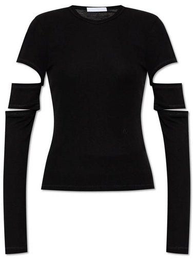 Slash Shrunken Long Sleeve T-Shirt Black - HELMUT LANG - BALAAN 1