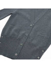 Milano Stitch 4 Bar Classic V Neck Fine Merino Wool Cardigan Medium Grey - THOM BROWNE - BALAAN 7