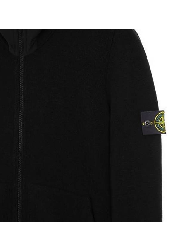 Waffen Patch Knit Zip Up Hoodie Black - STONE ISLAND - BALAAN 5