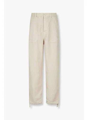 Men s Drawstring Patch Pocket Linen Pants Beige - BRUNELLO CUCINELLI - BALAAN 1