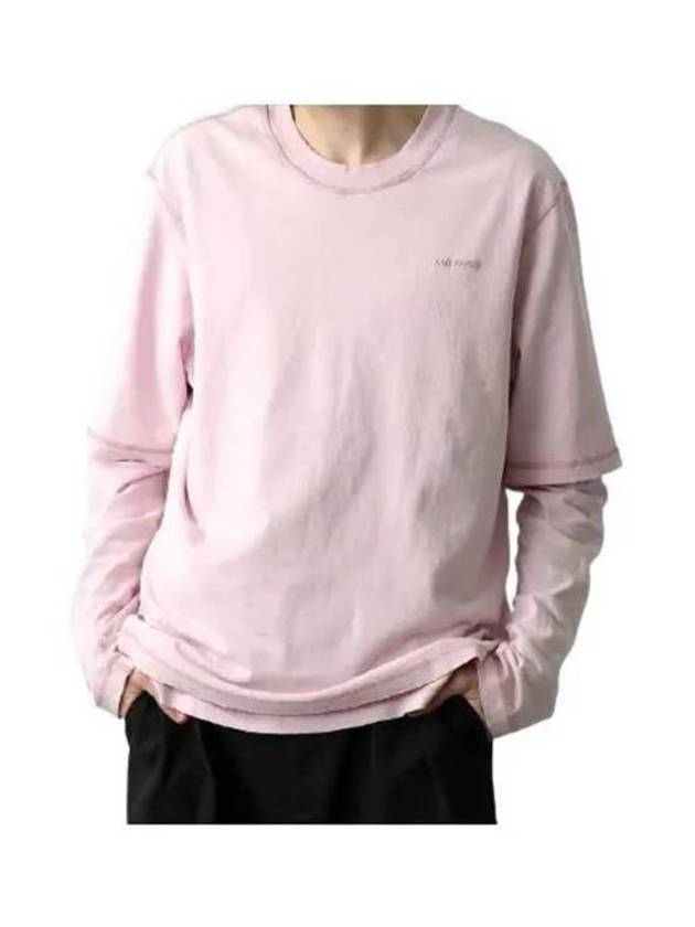 Round Neck Long Sleeve T-Shirt Pink - AMI - BALAAN 1