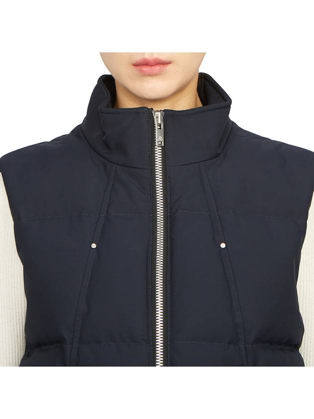 Women's Logo Patch Zipper Padded Vest Navy - MOOSE KNUCKLES - BALAAN 7