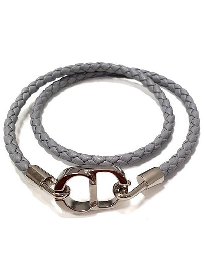 CD Icon Braided Leather Bracelet Grey - DIOR - BALAAN 2