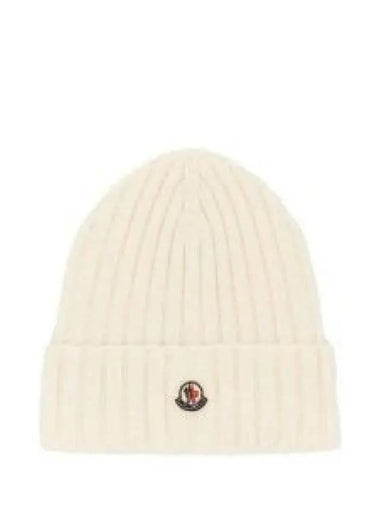 3B00036 A9327 030 Logo Patch Wool Beanie 1320754 - MONCLER - BALAAN 1