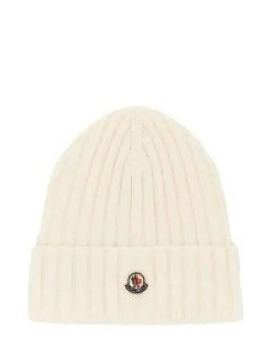 3B00036 A9327 030 Logo Patch Wool Beanie 1320754 - MONCLER - BALAAN 1