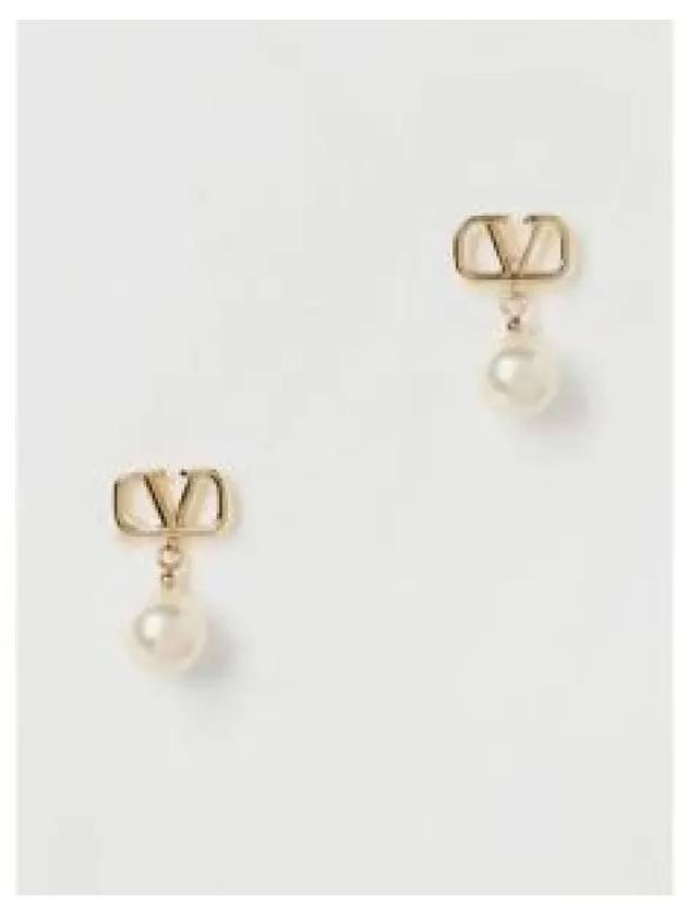 4W0J0E36 UXM 0O3 4W2J0E36 Swarovski pearl V logo earrings - VALENTINO - BALAAN 1