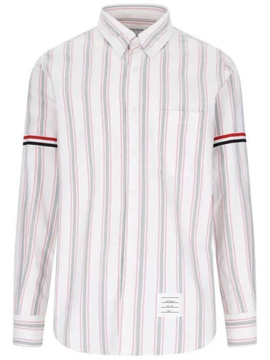 Stripe Oxford Armband Long Sleeve Shirt - THOM BROWNE - BALAAN 1