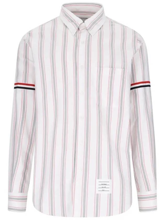 Stripe Oxford Armband Long Sleeve Shirt - THOM BROWNE - BALAAN 1