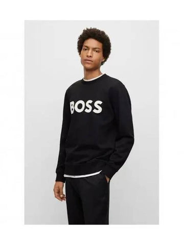 Flock print logo cotton sweatshirt 50477309 001 - BOSS - BALAAN 1