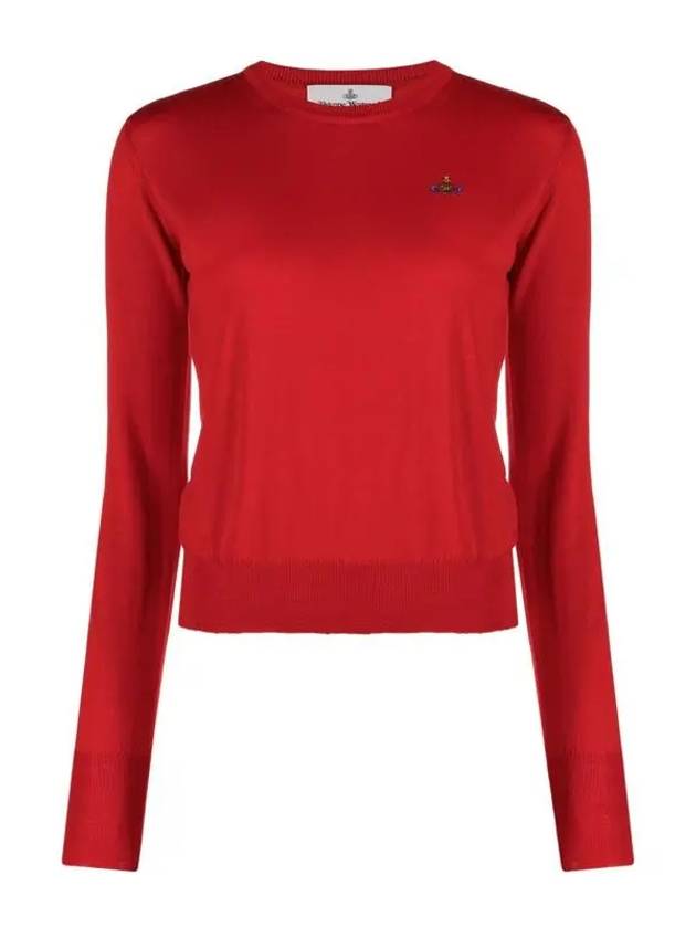 Women's Bea Jumper Logo Embroidered Knit Top Red - VIVIENNE WESTWOOD - BALAAN 2