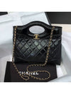 31 Bag Season Bag New Mini Glossy Calfskin Gold Black - CHANEL - BALAAN 1