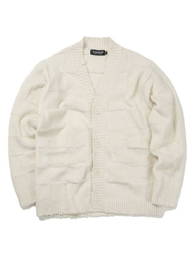 Grunge Alpaca Checker Cardigan Ivory - FLAVORISM - BALAAN 1