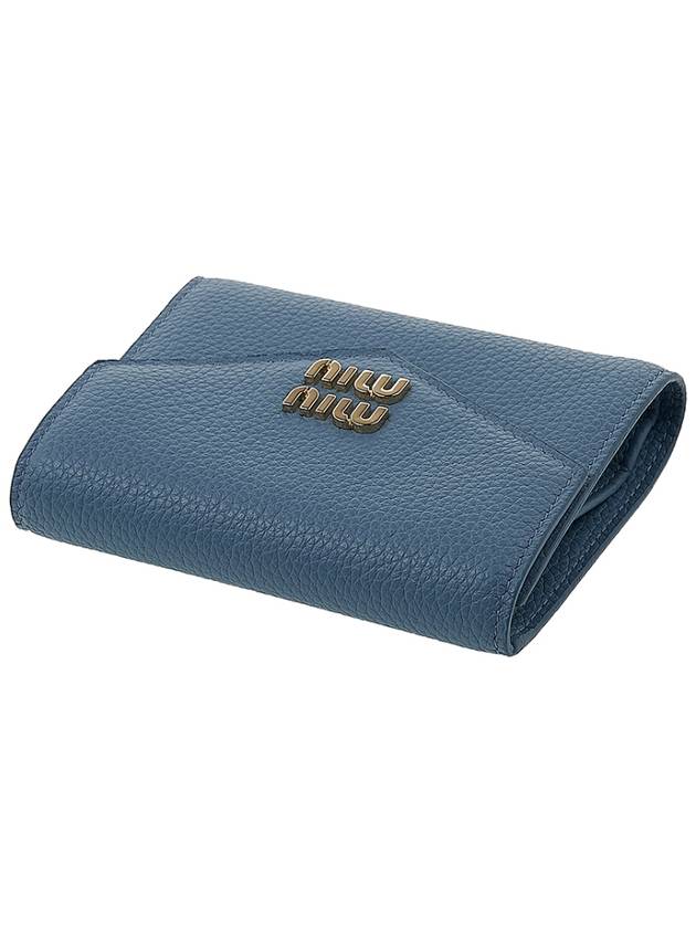 lettering logo leather halfwallet blue - MIU MIU - BALAAN 5