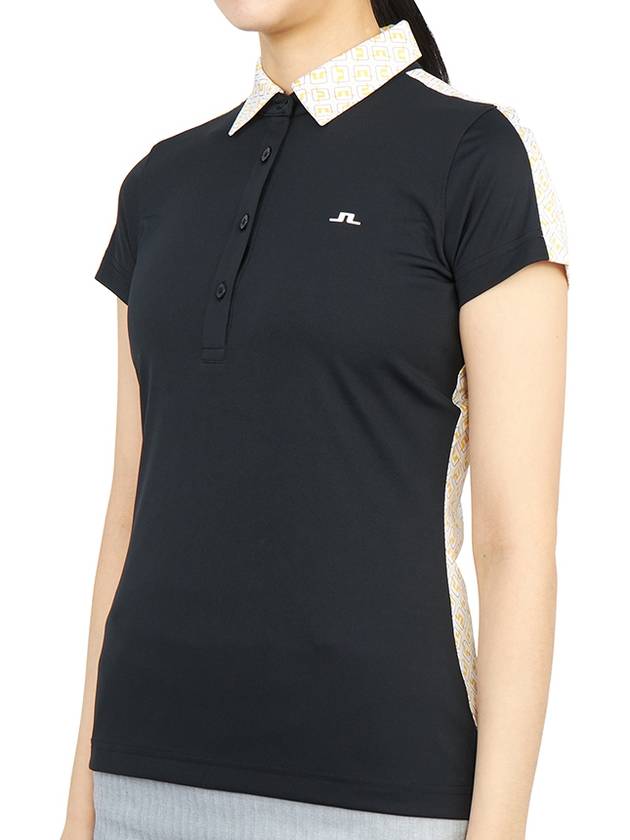 Women's Collar CARA Polo Short Sleeve T-Shirt Black - J.LINDEBERG - BALAAN 3