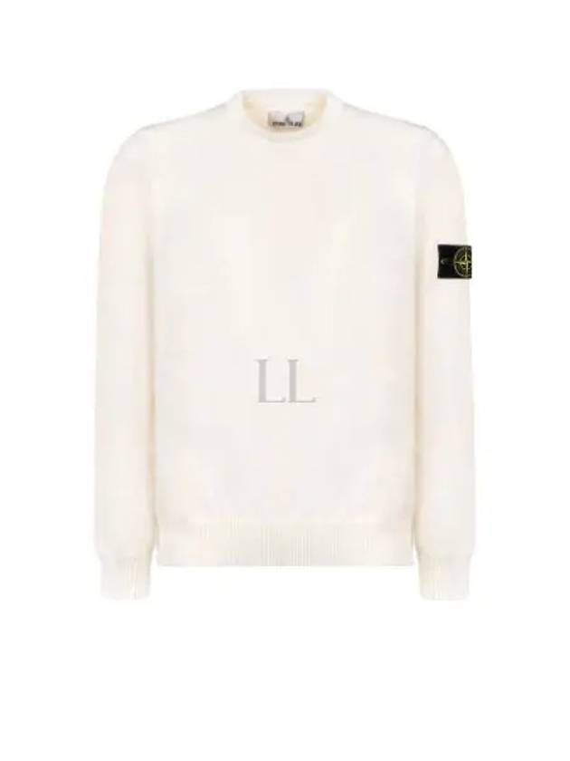 Compass Motif Crew Neck Regular Fit Cotton Knit Top White - STONE ISLAND - BALAAN 2