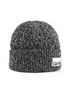 Logo Patch Ribbed Knit Beanie Black - GANNI - BALAAN 5