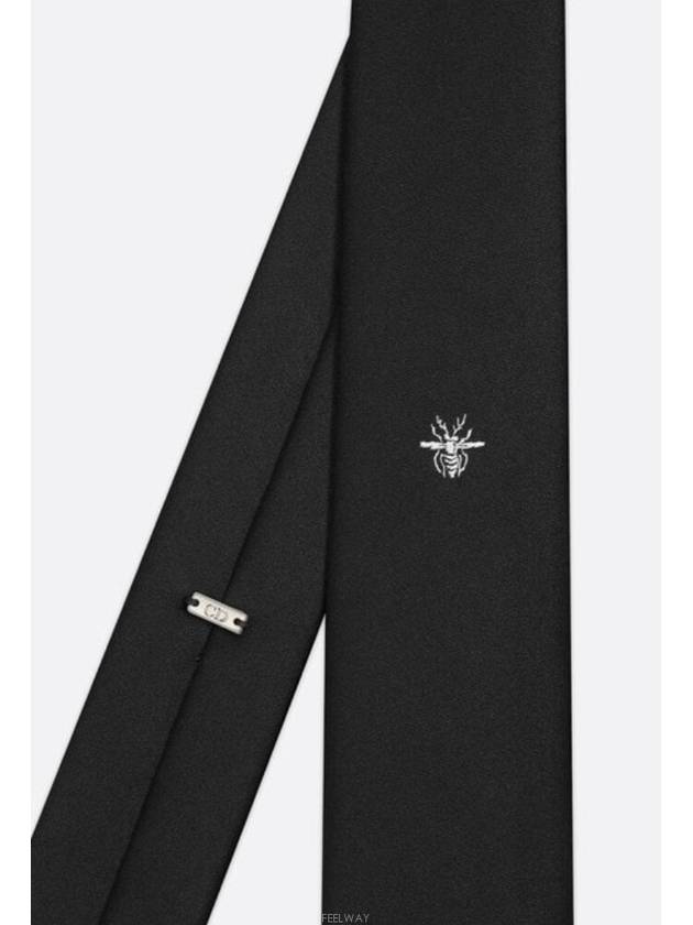 Bee Motif Silk Tie Black - DIOR - BALAAN 3