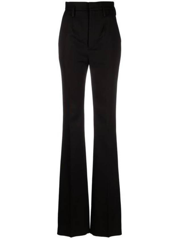 Women's Wool Twill High Waist Straight Pants Black - SAINT LAURENT - BALAAN 1