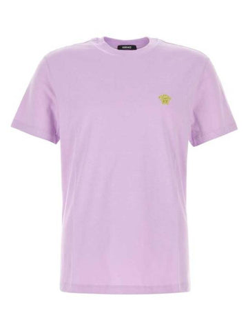 Medusa Embroidery Cotton Short Sleeve T-shirt Purple - VERSACE - BALAAN 1