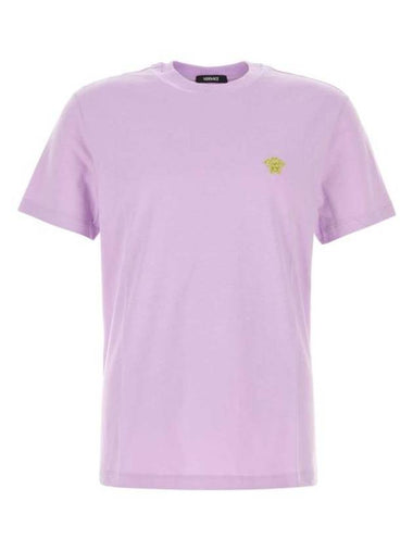 Medusa Embroidery Cotton Short Sleeve T-shirt Purple - VERSACE - BALAAN 1