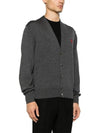 Red Heart Logo Merino Wool Cardigan Heather Grey - AMI - BALAAN 4