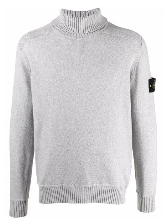 Waffen Patch Cotton Knit Turtleneck Grey - STONE ISLAND - BALAAN 2