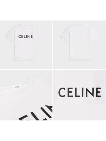 Women s Loose Short Sleeve T Shirt Ecru White Black 2X764671Q - CELINE - BALAAN 1