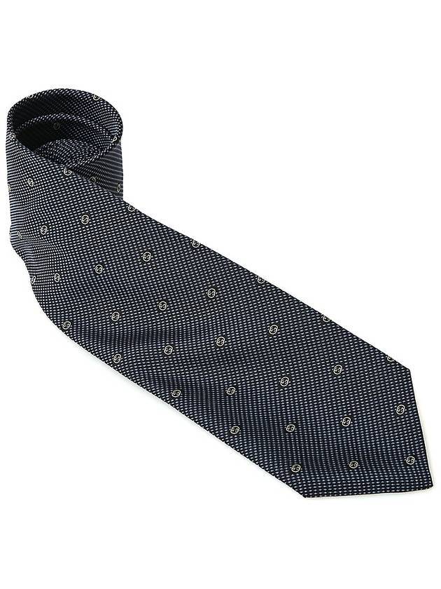 GG Interlocking Logo Silk Tie Black Navy - GUCCI - BALAAN 1