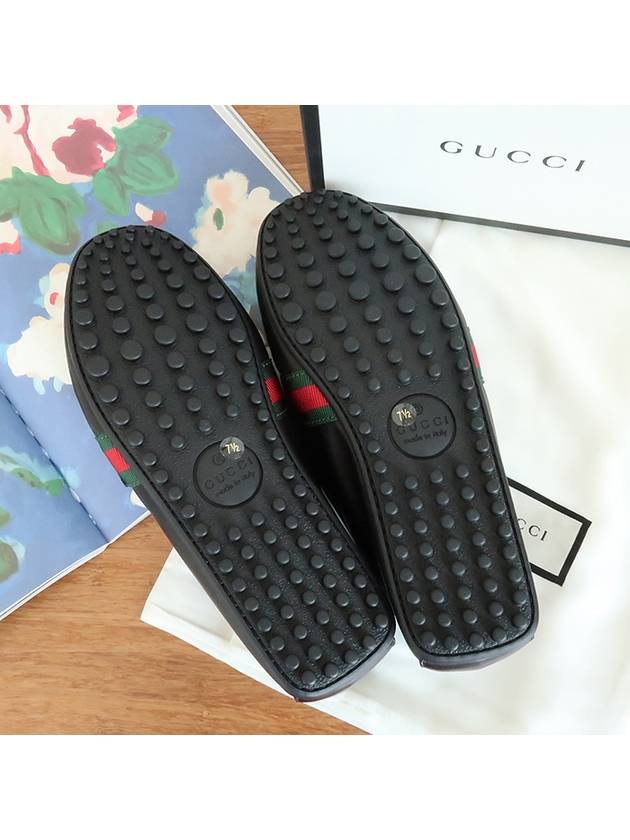 Men's Web Driving Loafers Black - GUCCI - BALAAN.