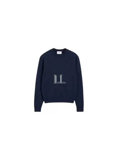 Embroidered Heart Logo Sweatshirt Navy - AMI - BALAAN 2