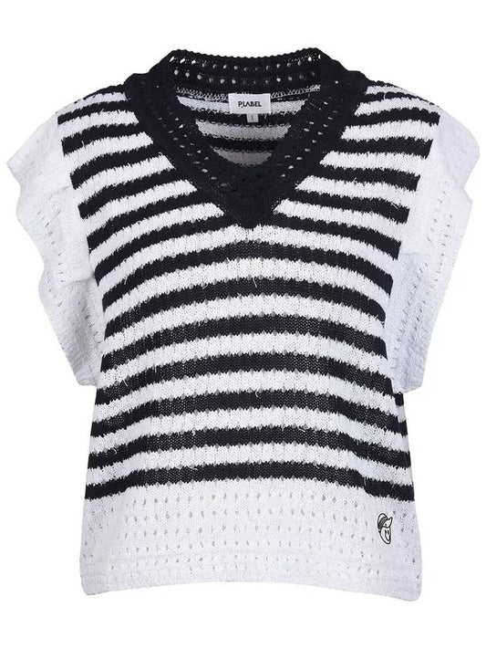 Striped frill knit vest MK4MV210 - P_LABEL - BALAAN 1
