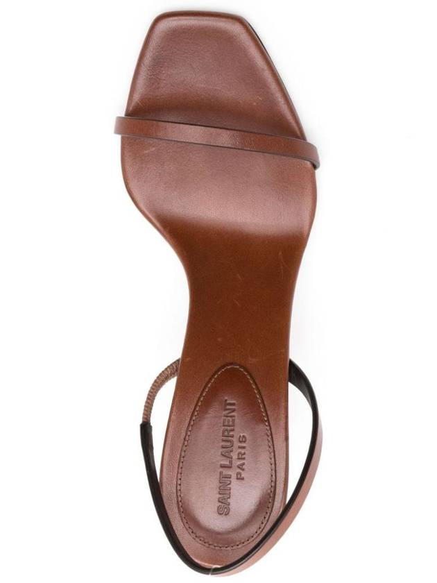 Cassandre Vegetable Tanned Leather Slingback Heels Brown - SAINT LAURENT - BALAAN 3