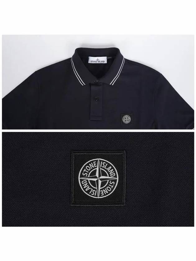 Organic Cotton Elastane Polo Shirt Navy - STONE ISLAND - BALAAN 6