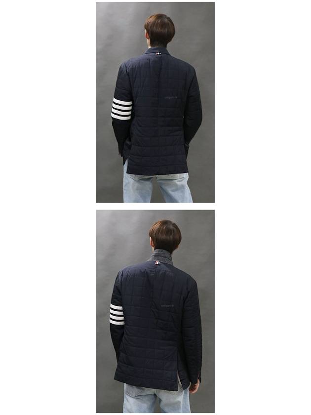 4 Bar Poly Twill Padding Blazer Jacket Navy - THOM BROWNE - BALAAN 6