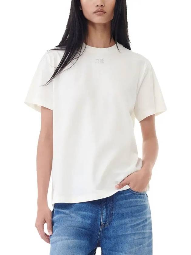 Logo Cotton Short Sleeve T-Shirt White - GANNI - BALAAN 2