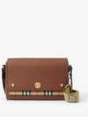 Leather and Vintage Check Note Crossbody Bag Tan - BURBERRY - BALAAN 6