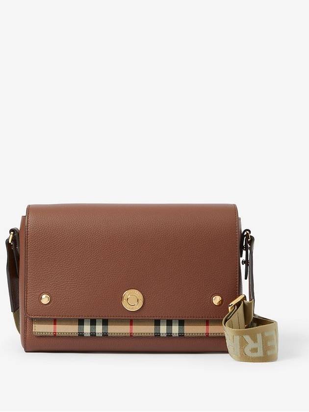 Leather and Vintage Check Note Crossbody Bag Tan - BURBERRY - BALAAN 6