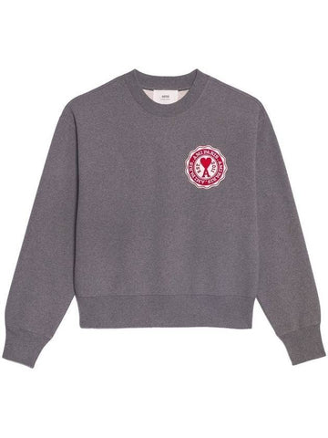 Heart Logo Patch Sweatshirt Grey - AMI - BALAAN 1