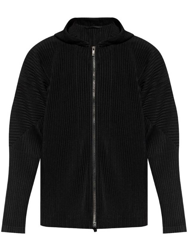 Homme Plissé Pleated Zip Up Hoodie Black - ISSEY MIYAKE - BALAAN 1