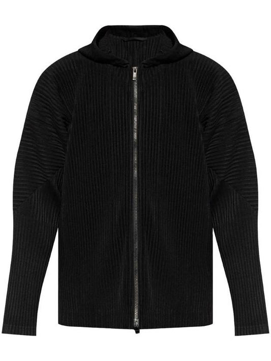 Homme Plissé Pleated Zip Up Hoodie Black - ISSEY MIYAKE - BALAAN 1