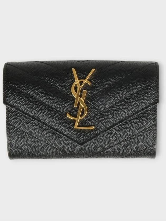 Monogram Envelope Small Half Wallet Black Gold - SAINT LAURENT - BALAAN 3