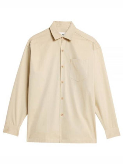 Back Logo Long Sleeve Shirt Beige - AMI - BALAAN 2