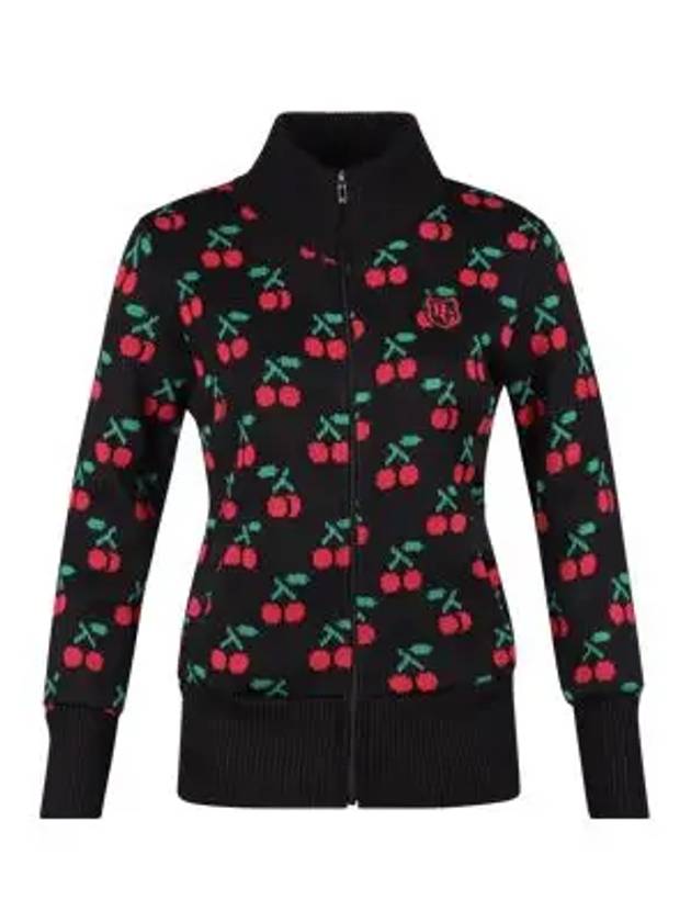 Women s cherry pattern full zip up knit jumper JB4A846W - LUX GOLF - BALAAN 3