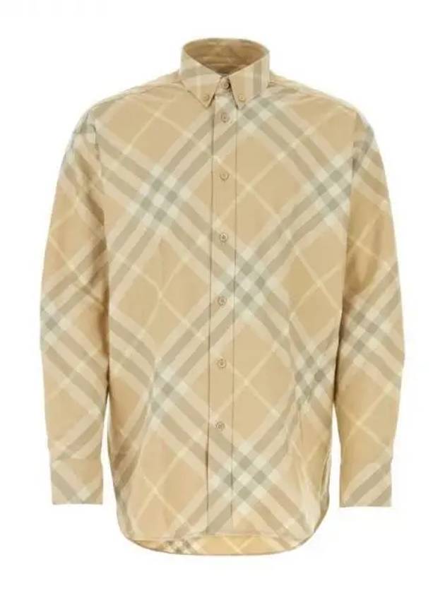 Check Cotton Long Sleeve Shirt Beige - BURBERRY - BALAAN 2