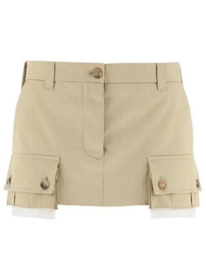 Women's Cargo Pocket Chino Mini A-Line Skirt Beige - MIU MIU - BALAAN 2